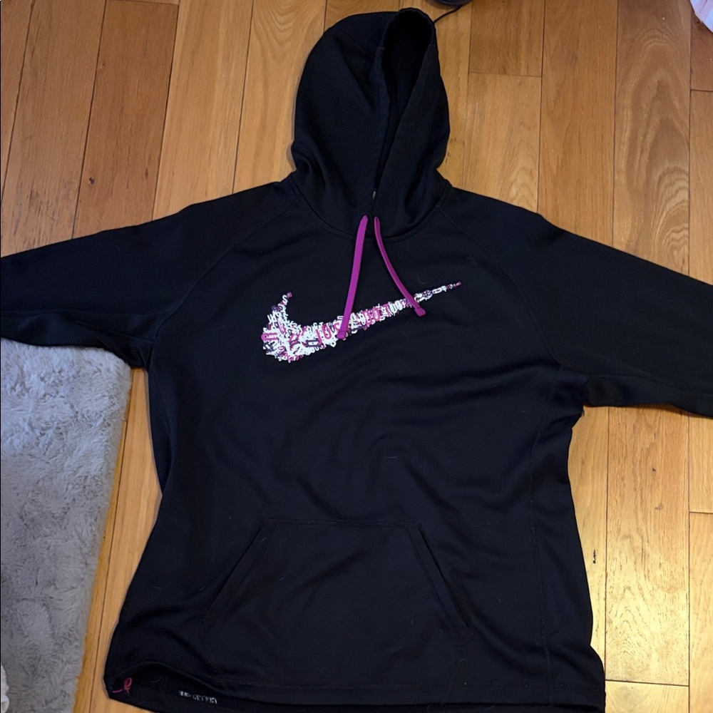 Nike Black Hoodie with Pink Accents